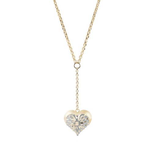 Ipsilon necklace with polished and satin-finished pendant heart in 18kt gold - CEA2077