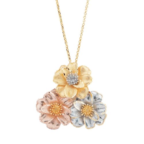 Camelia three colors satin necklace in 18kt gold - CEA2417-L2