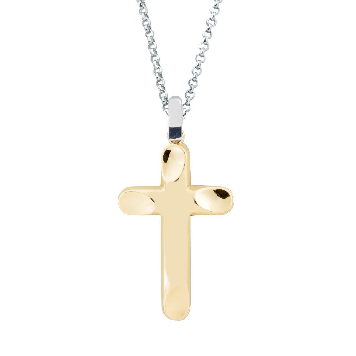 Necklace with white gold chain and 18kt yellow gold cross - CEA2467-LO