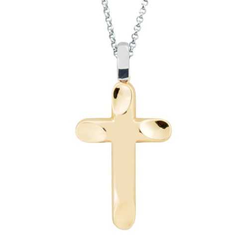 Necklace with white gold chain and 18kt yellow gold cross - CEA2468-LO