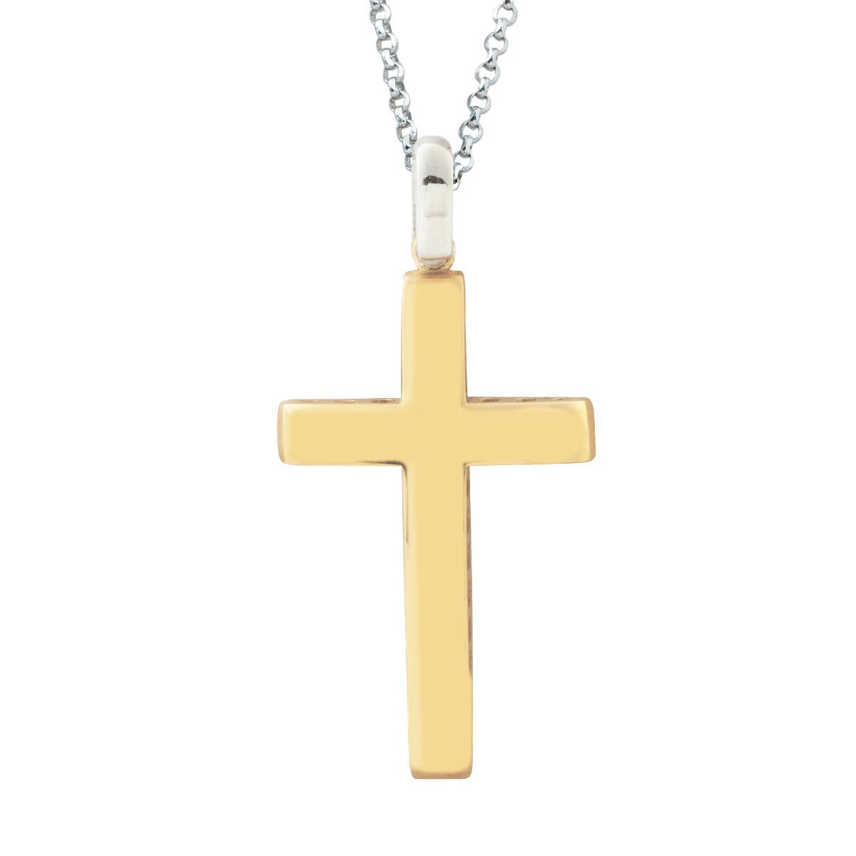 Necklace with white gold chain and 18kt yellow gold cross - CEA2472-LO