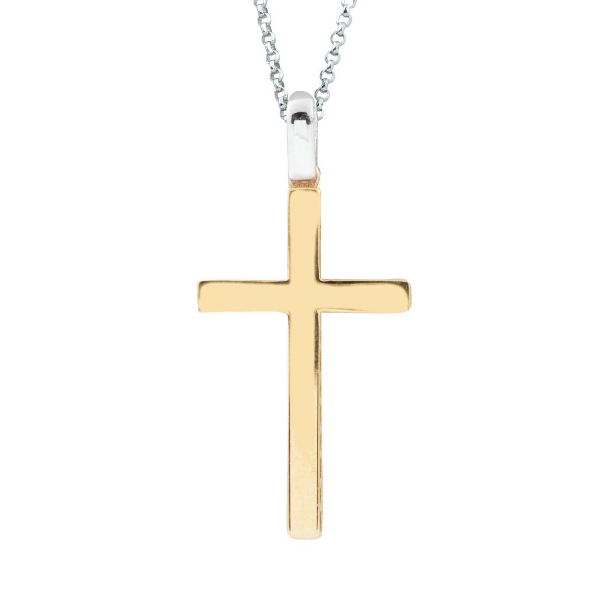 Necklace with white gold chain and 18kt yellow gold cross - CEA2476-LO