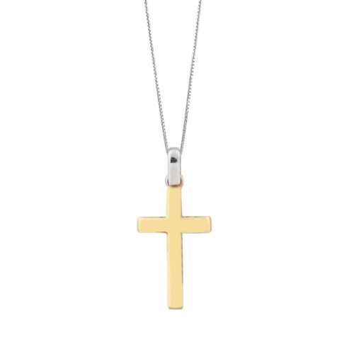 Necklace with white gold chain and 18kt yellow gold cross - CEA2719-LO