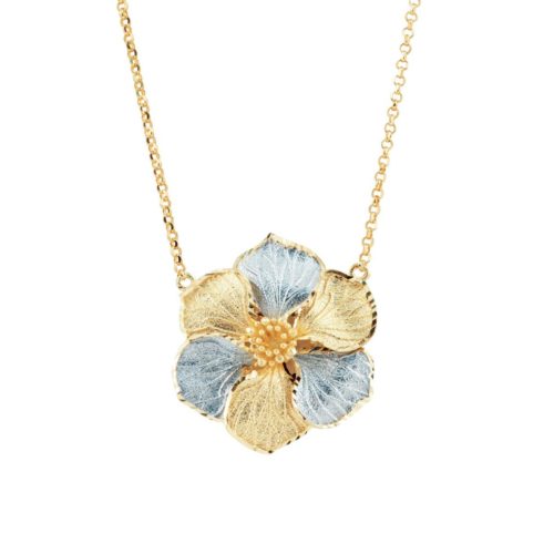 Two-tone satin-finished maple necklace in 18kt gold - CEA3049-LN