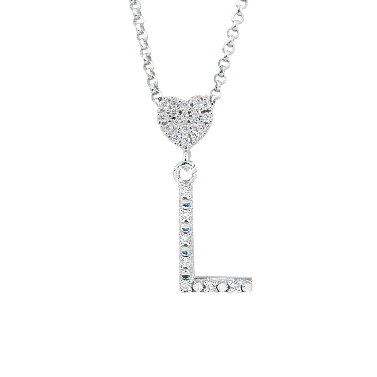 18kt white gold necklace, with customizable initial / number in diamonds - CFF030