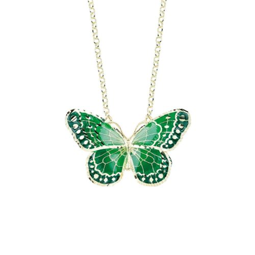 Small enameled butterfly silver necklace
