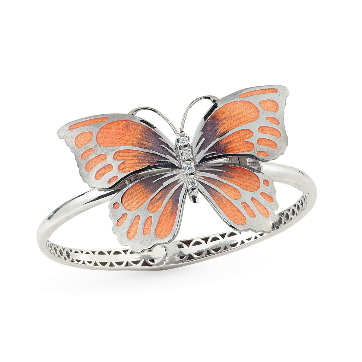 Silver enameled butterfly bracelet