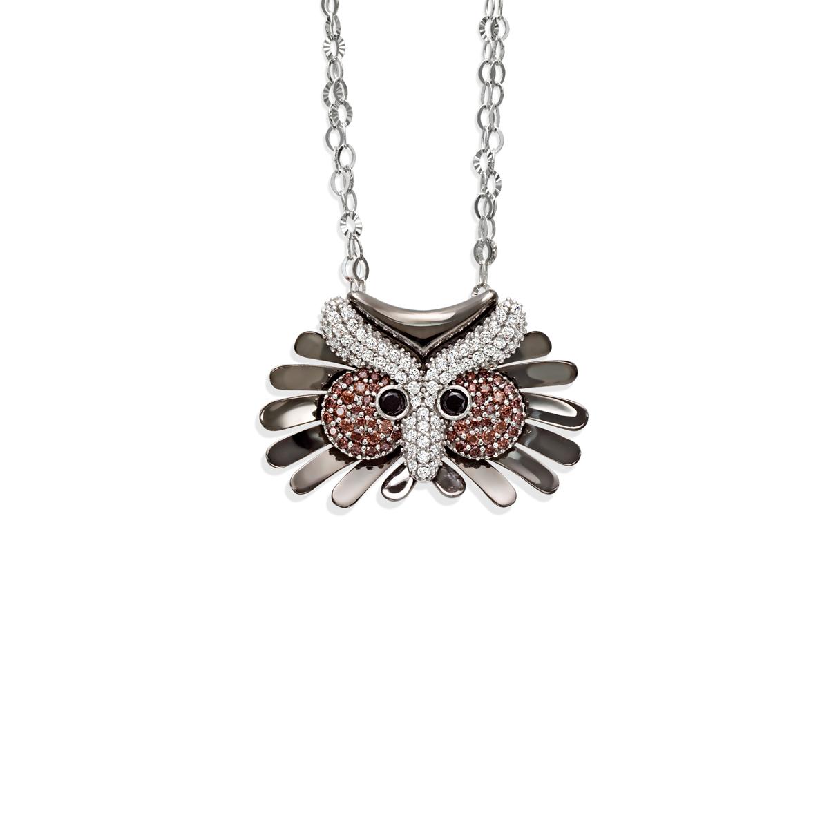 Silver owl pendant necklace