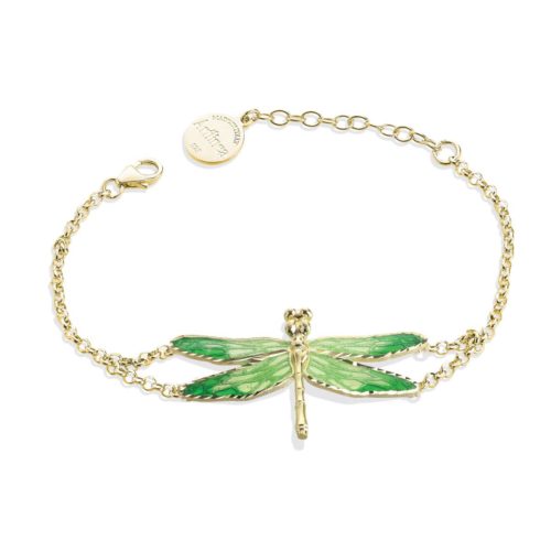 Silver enameled dragonfly bracelet