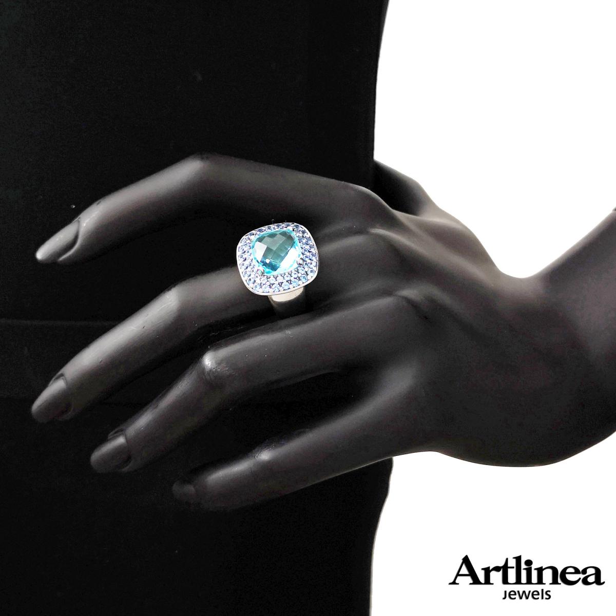 925 rhodium silver ring with hydrothermal and cubic zirconia