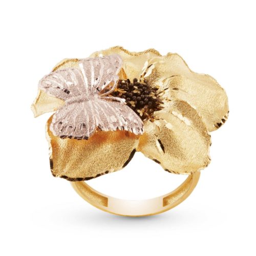 Flower ring in 18 kt gold