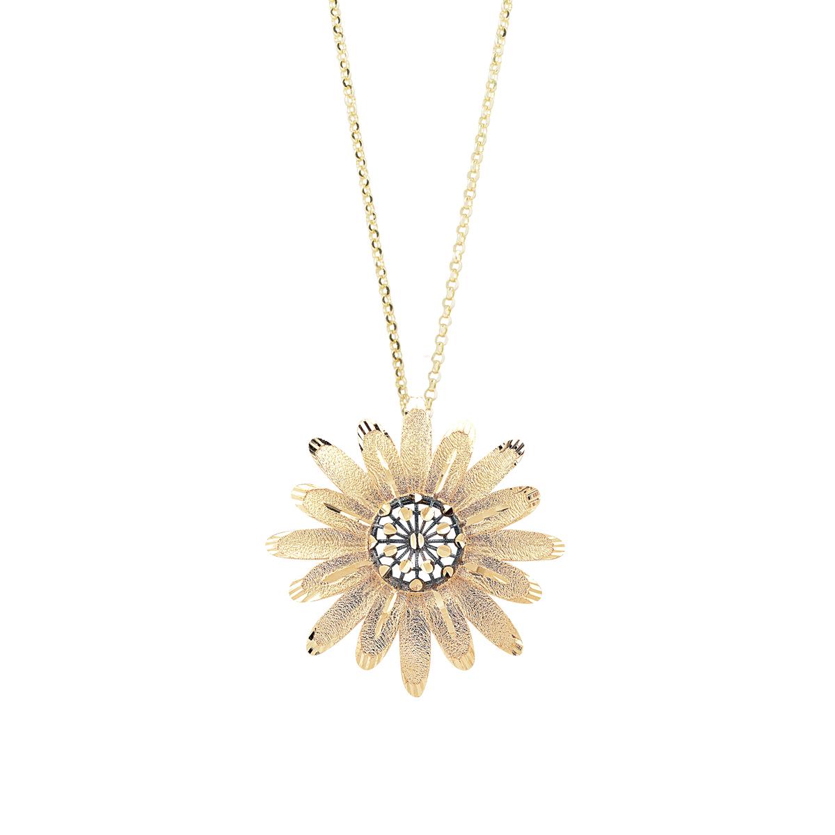 Flower necklace in 18 kt gold
