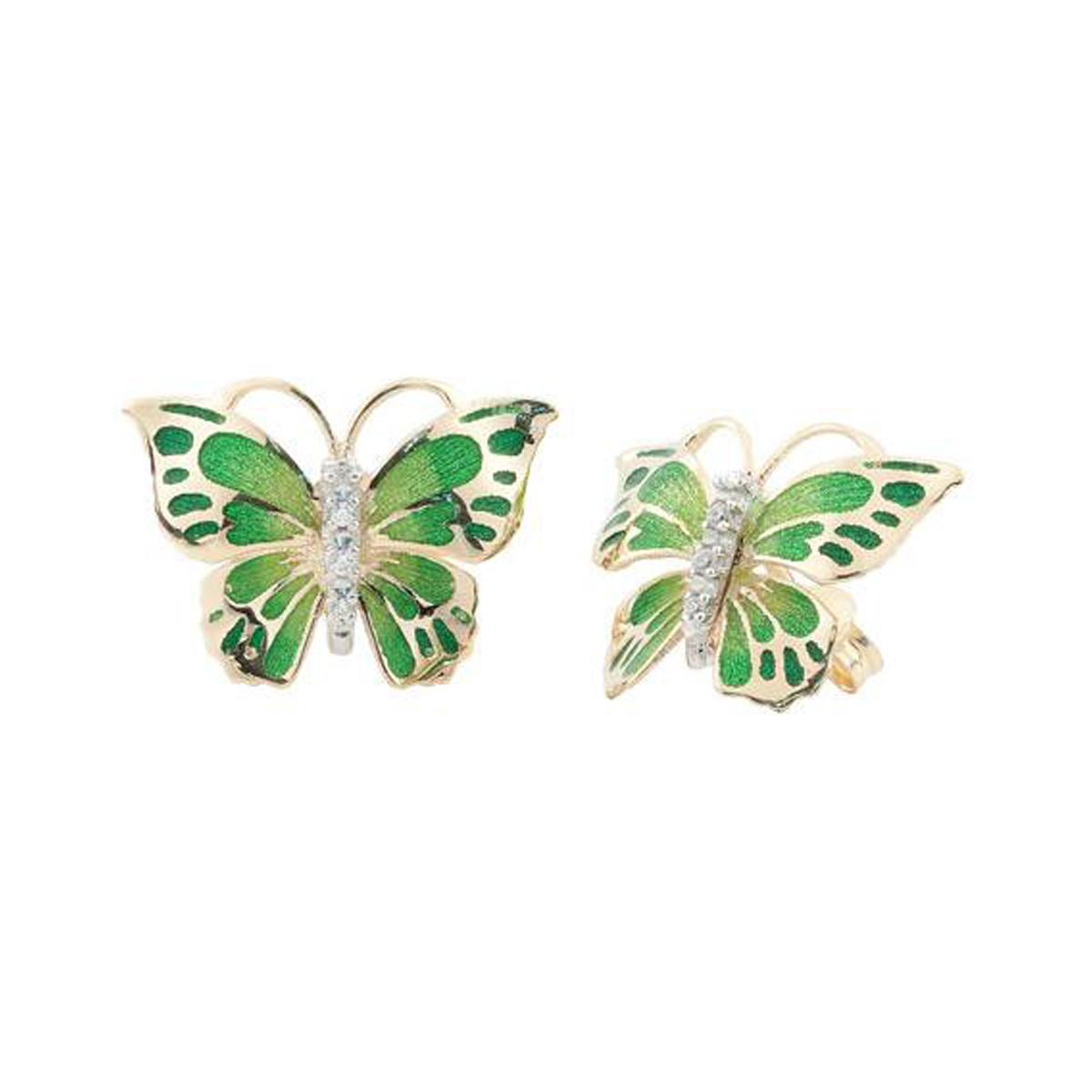 18 kt gold enamel butterfly earrings