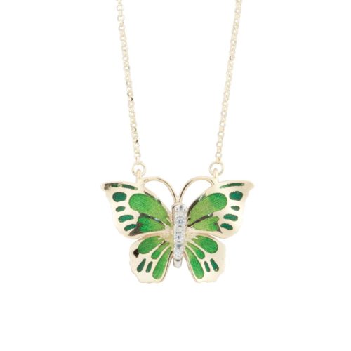 18 kt gold enamelled butterfly necklace