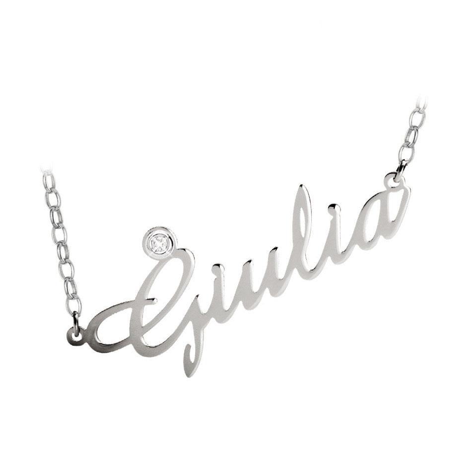 Personalized necklace with name in 925 rhodium silver, various sizes, all names available
