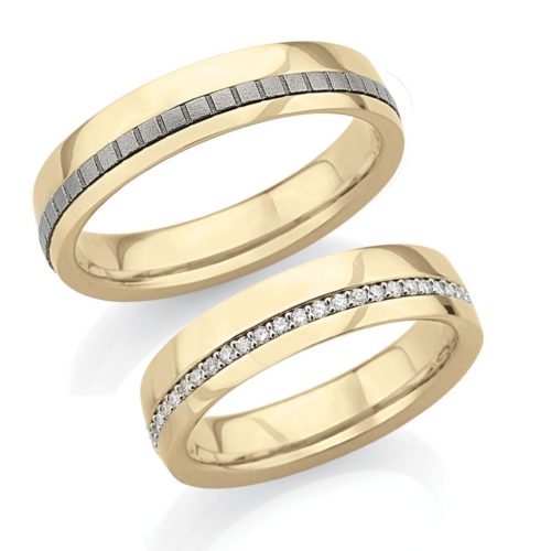 Wedding ring in 18kt titanium gold and diamond riviera - 574