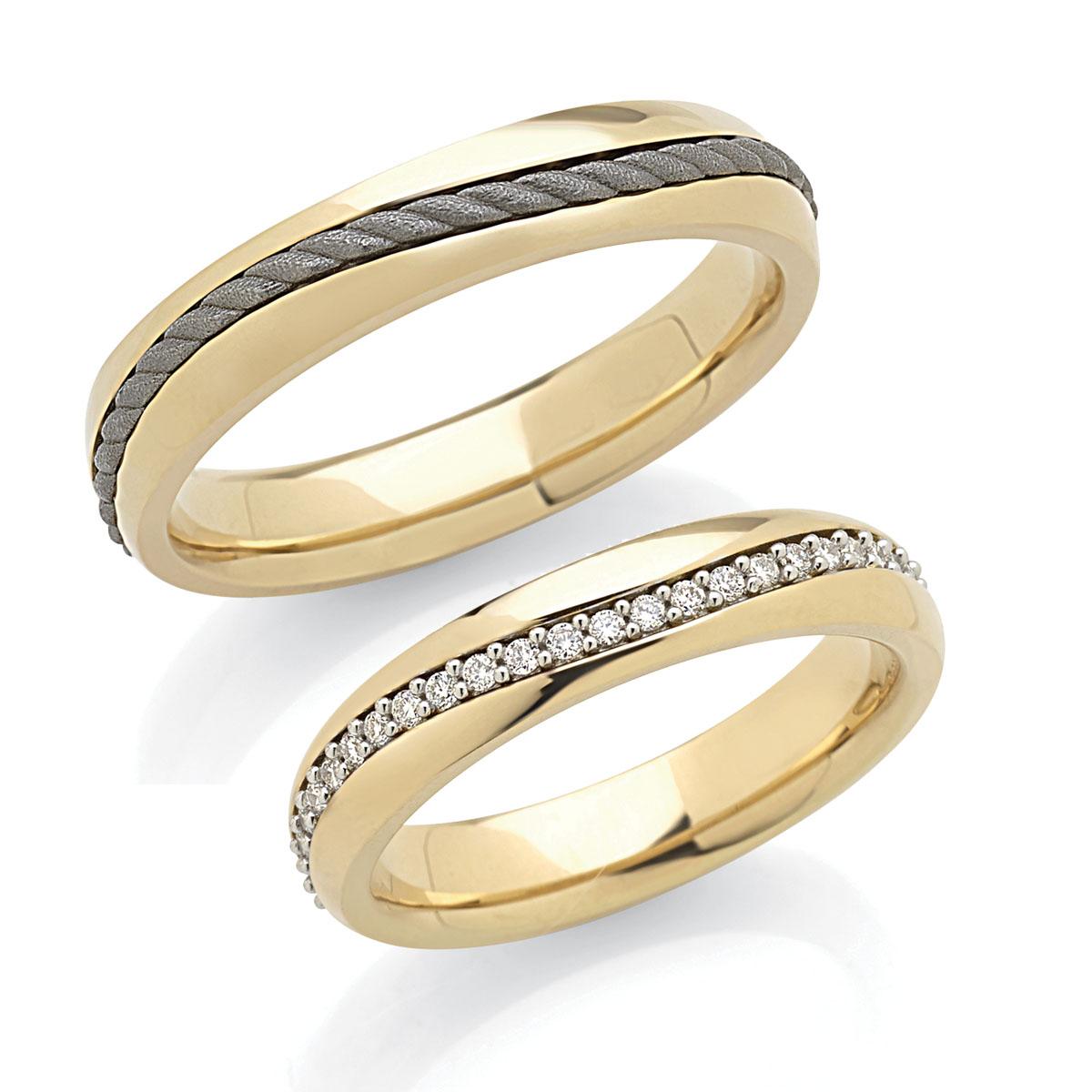 Wedding ring in 18kt titanium gold and diamond riviera - 575