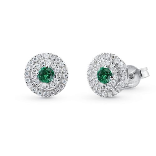 18kt white gold earrings with diamonds and central precious stones - OD154
