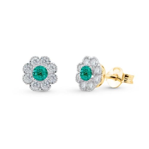 18kt white gold earrings with diamonds and central precious stones - OD164