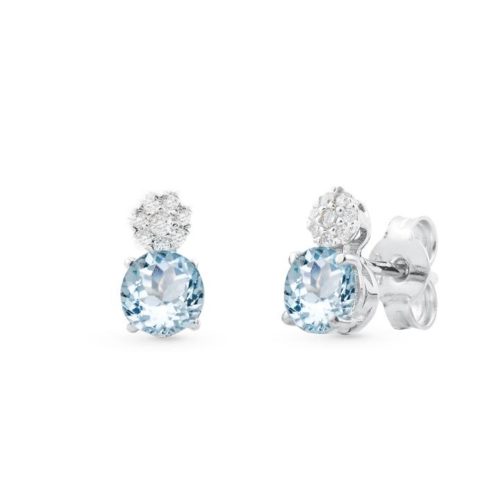 18 kt white gold earrings, with aquamarine and diamonds - OD188/AC-LB
