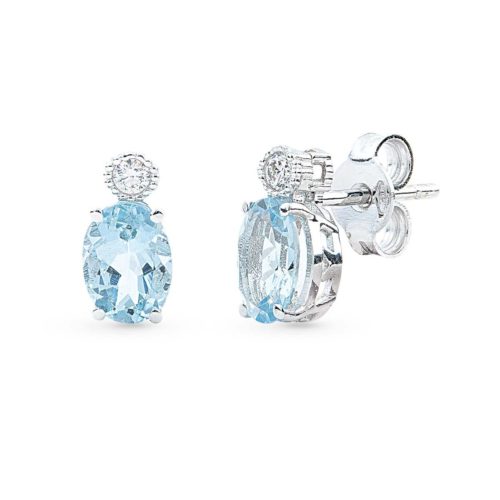 18 kt white gold earrings, with aquamarine and diamonds - OD189/AC-LB