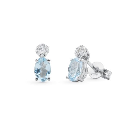 Gold earrings with aquamarine and diamonds - OD192/AC-LB