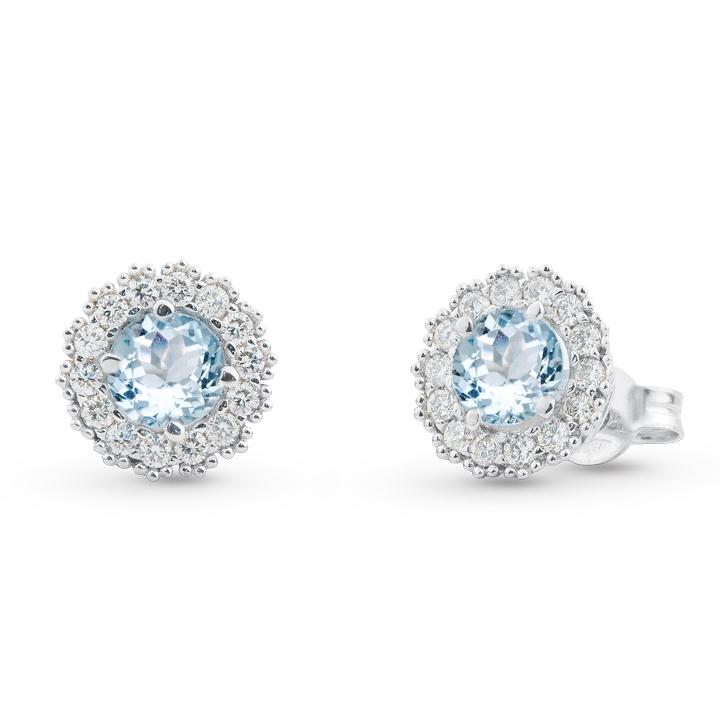 18 kt white gold earrings, with aquamarine and diamonds - OD194/AC-LB