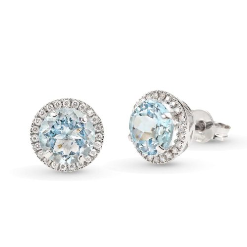18 kt white gold earrings, with aquamarine and diamonds - OD195-LB