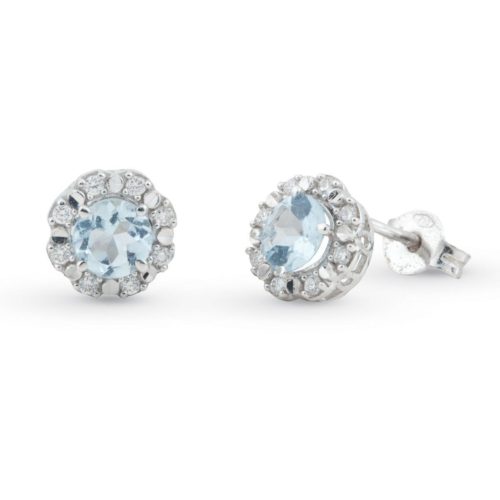 18 kt white gold earrings, with aquamarine and diamonds - OD210/AC-4B