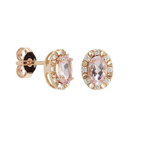 18 kt gold earrings, with Morganite and Diamonds - OD211/MO-4R