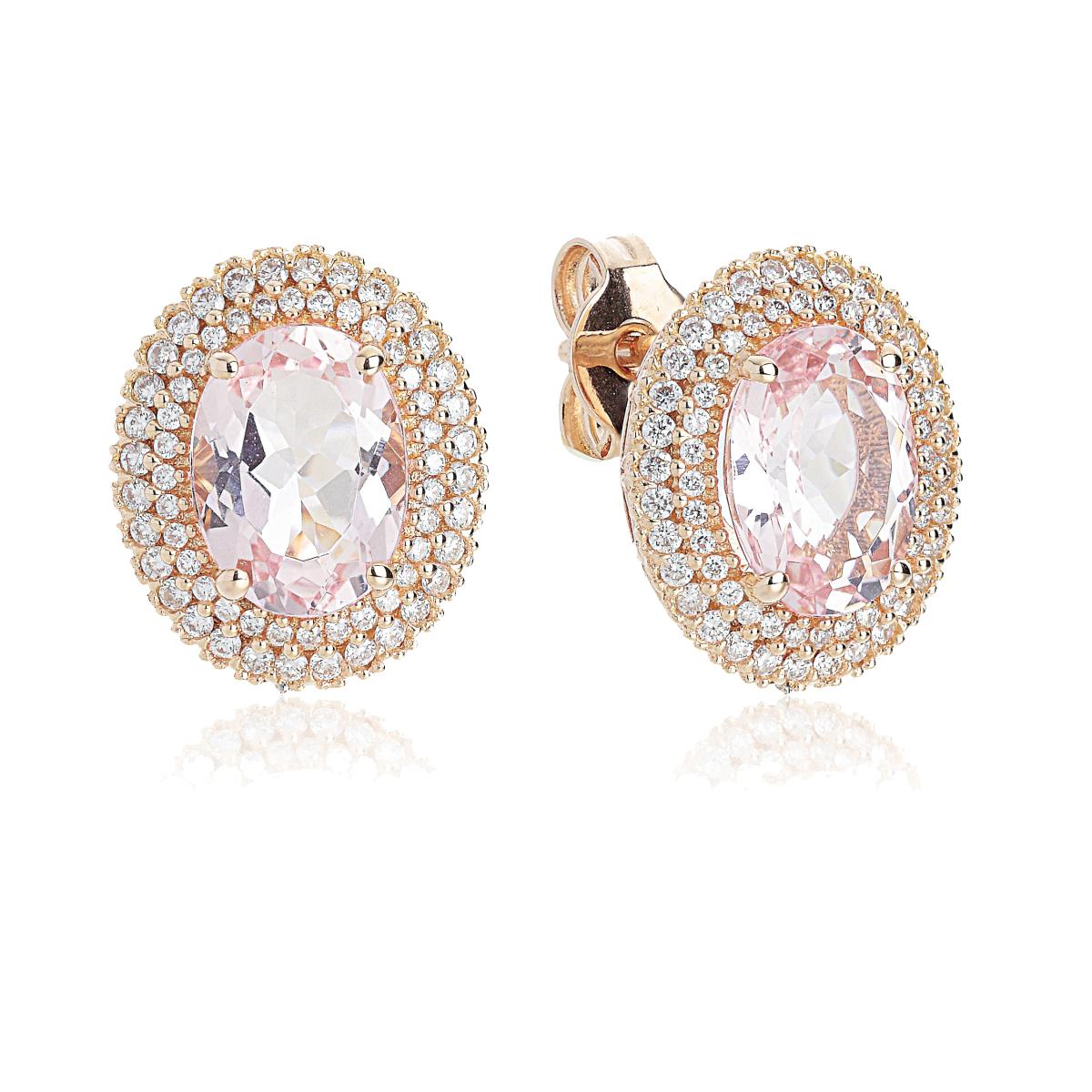 18kt gold earrings with Morganite and diamonds - OD219/MO-LR