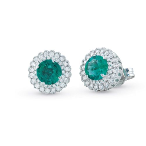 18kt white gold earrings with diamonds and central precious stones - OD250