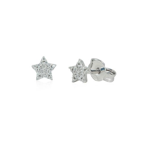 18 kt white gold star earrings with pavé diamonds - OD285-LB