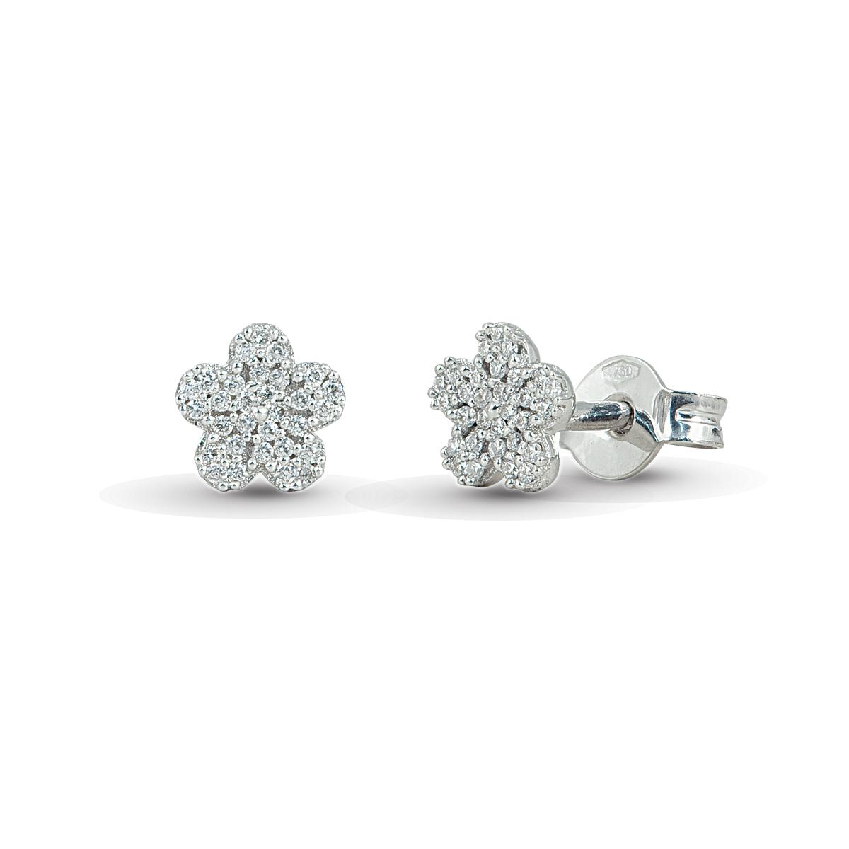 18 kt white gold flower earrings with pavé diamonds - OD286-LB