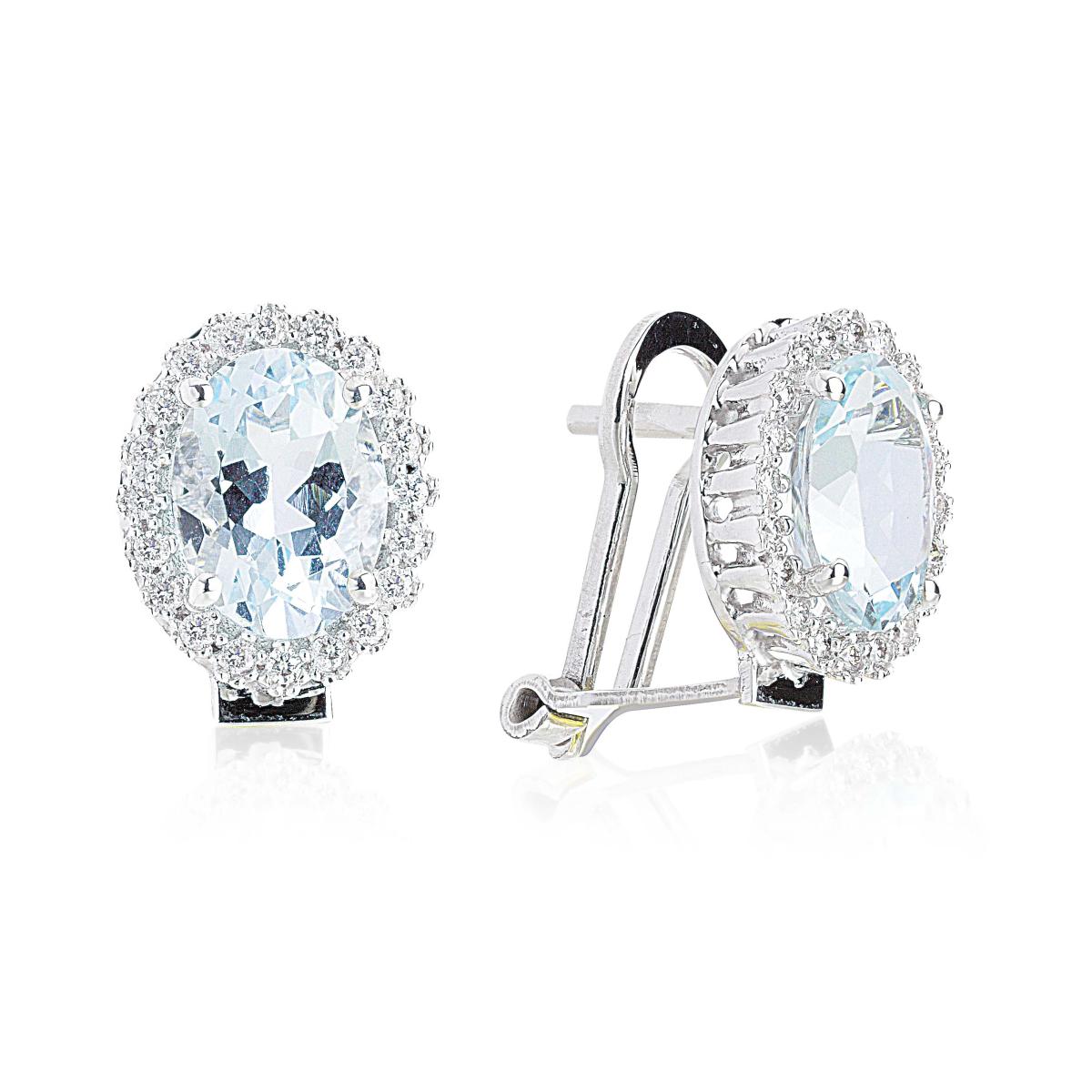 18 kt white gold earrings, with aquamarine and diamonds - OD290/AC-LB