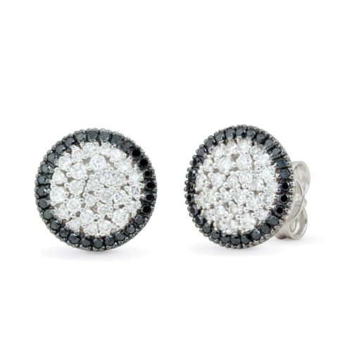 18kt white gold earrings with white and black diamonds pavé - OD304-LL