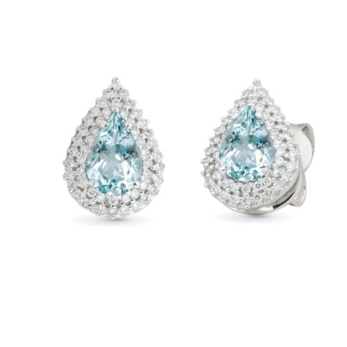 18 kt white gold earrings, with aquamarine and diamonds - OD305/AC-LB