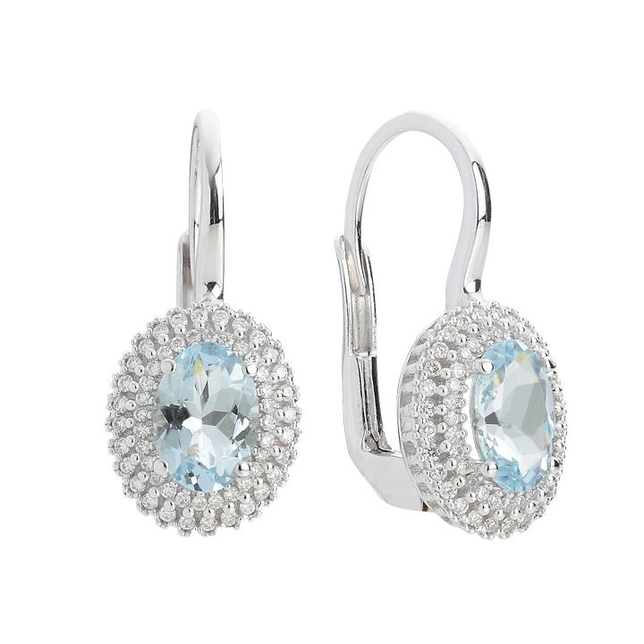 18 kt white gold earrings, leverback with aquamarine and diamonds - OD321/AC-LB