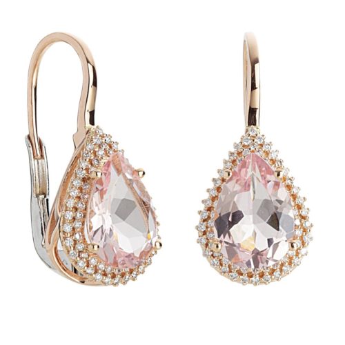 Gold earrings with Morganite and Diamonds - OD358/MO-LH