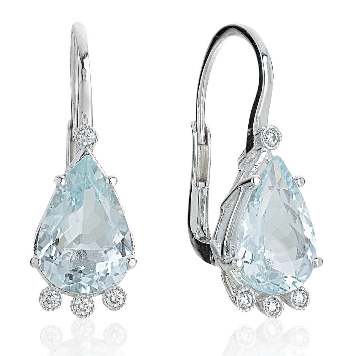 Gold earrings with aquamarine and diamonds - OD361/AC-LB