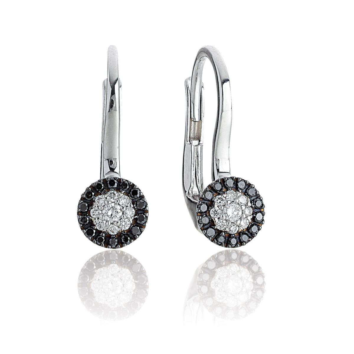 Earrings in gold and white and black diamonds - OD362-LL