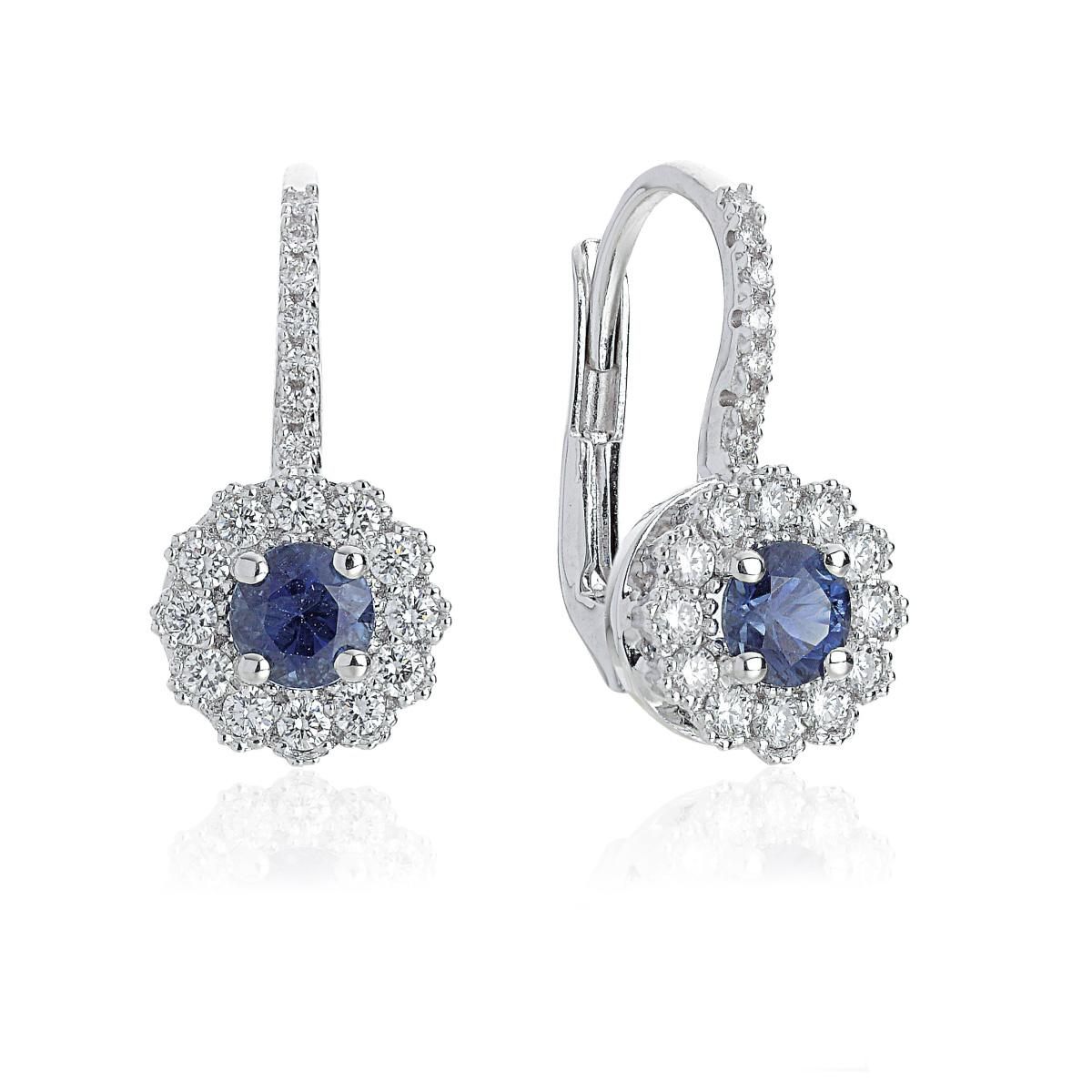 Clip earrings in 18kt white gold with diamonds and precious stones - OD382