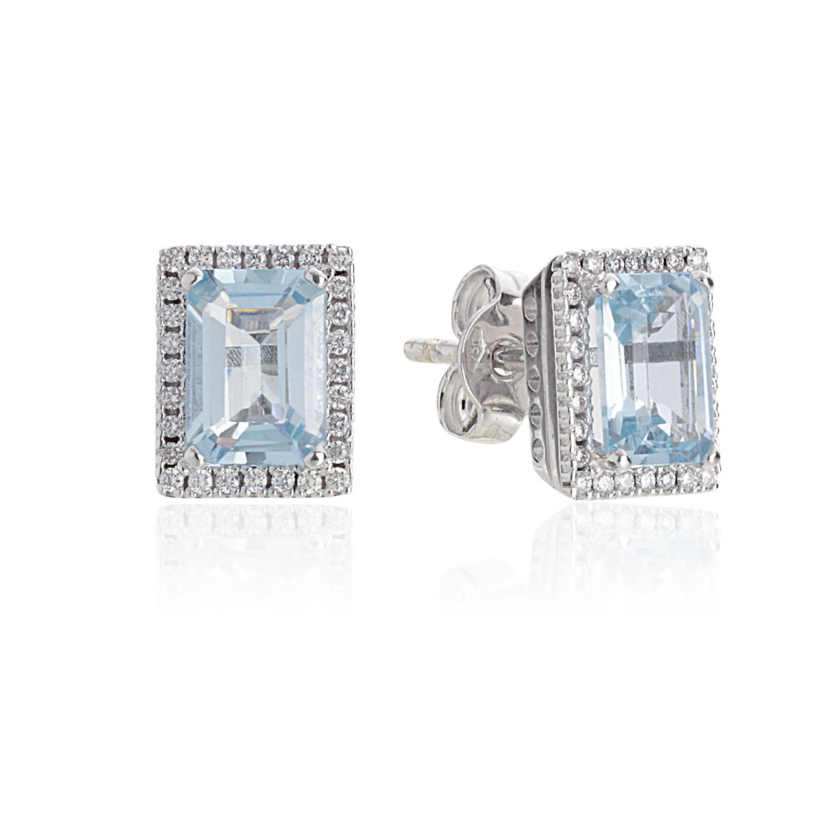 18 kt white gold earrings with aquamarine and diamonds - OD409/AC-LB