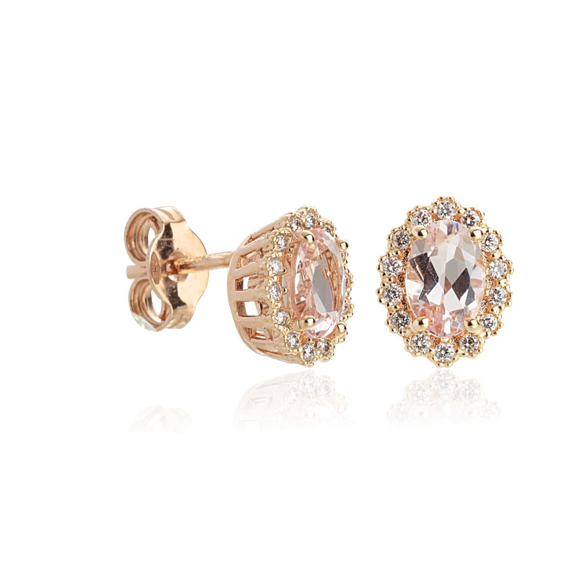 18kt gold earrings with Diamonds and Morganite - OD438/MO-LR