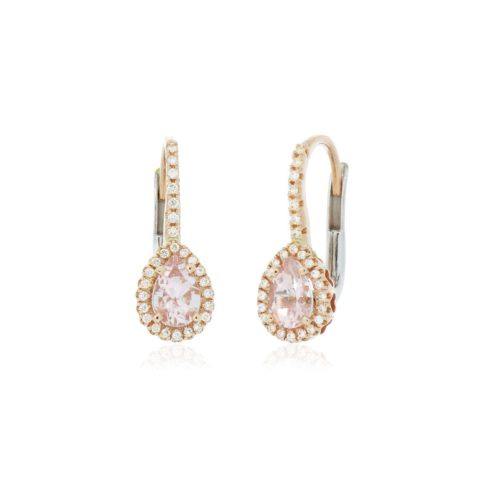 18 kt gold earrings, with drop Morganite and diamonds - OD451/MO-LH