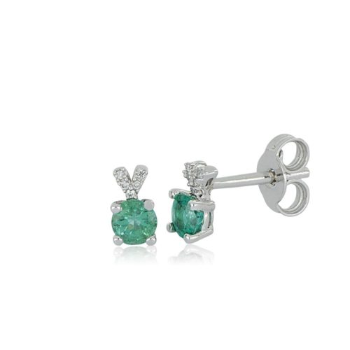 18kt white gold earrings with diamonds and central precious stone - OD463