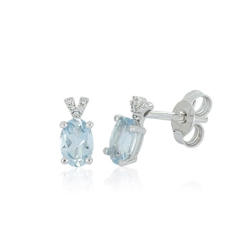 18 kt white gold earrings, with aquamarine and diamonds - OD464/AC-LB