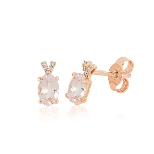 Gold earrings with morganite and diamonds - OD464/MO-LR