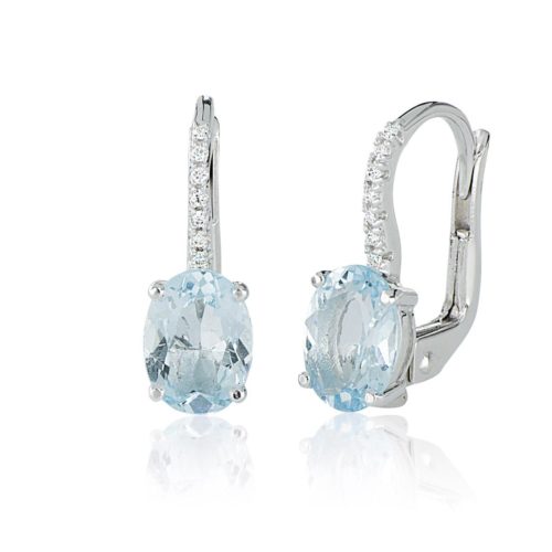 18 kt white gold earrings, with aquamarine and diamonds - OD465/AC-LB