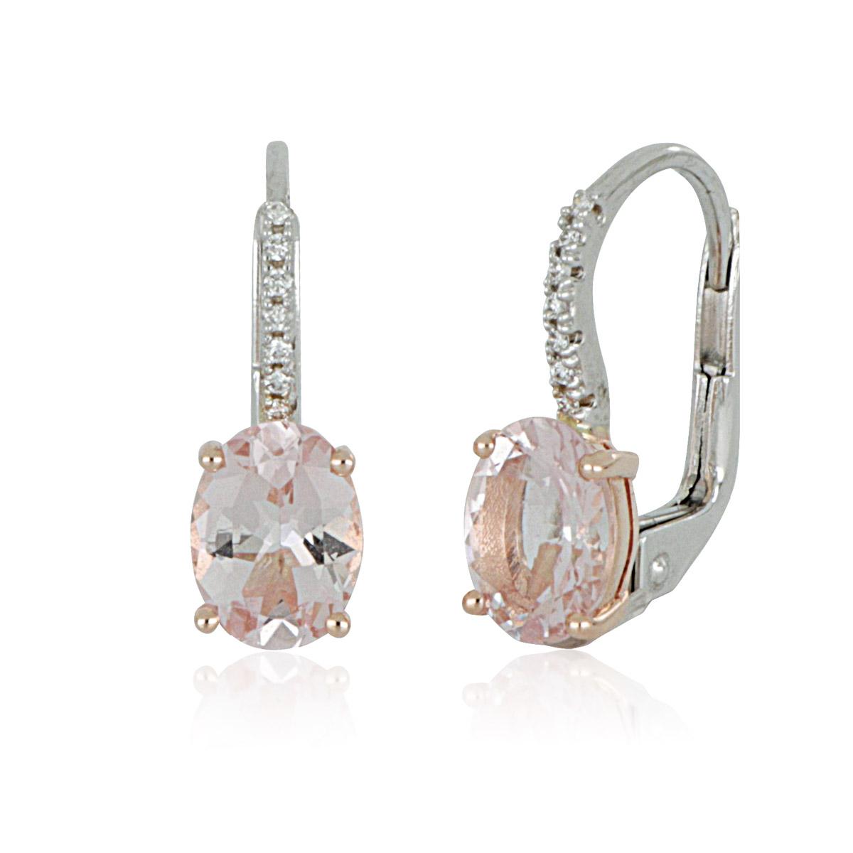 18kt gold earrings with Morganite and diamonds - OD465/MO-LH